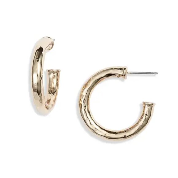 Jewelry - Women's Rippled Gold Hoop Earrings